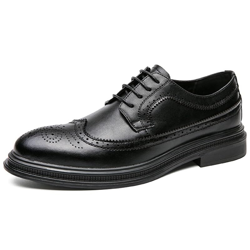 Men's Breathable Comfortable Business Lace Up Oxford Shoes Mens Comfort Hand Stitched Formal Derby Shoes Low Top Leather Dress Shoes(Black,10)