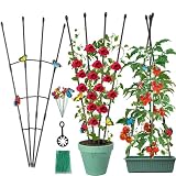 Garden Trellis for Climbing Plants Outdoor & Indoor, 47in Obelisk Trellis and Tomato cage 2 Shapes Rustproof Plant Support for Indoor Plants Trellis for Potted Plants with 5pcs Decorative Butterfly