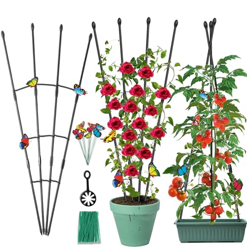 Garden Trellis for Climbing Plants Outdoor & Indoor, 47in Obelisk Trellis and Tomato cage 2 Shapes...