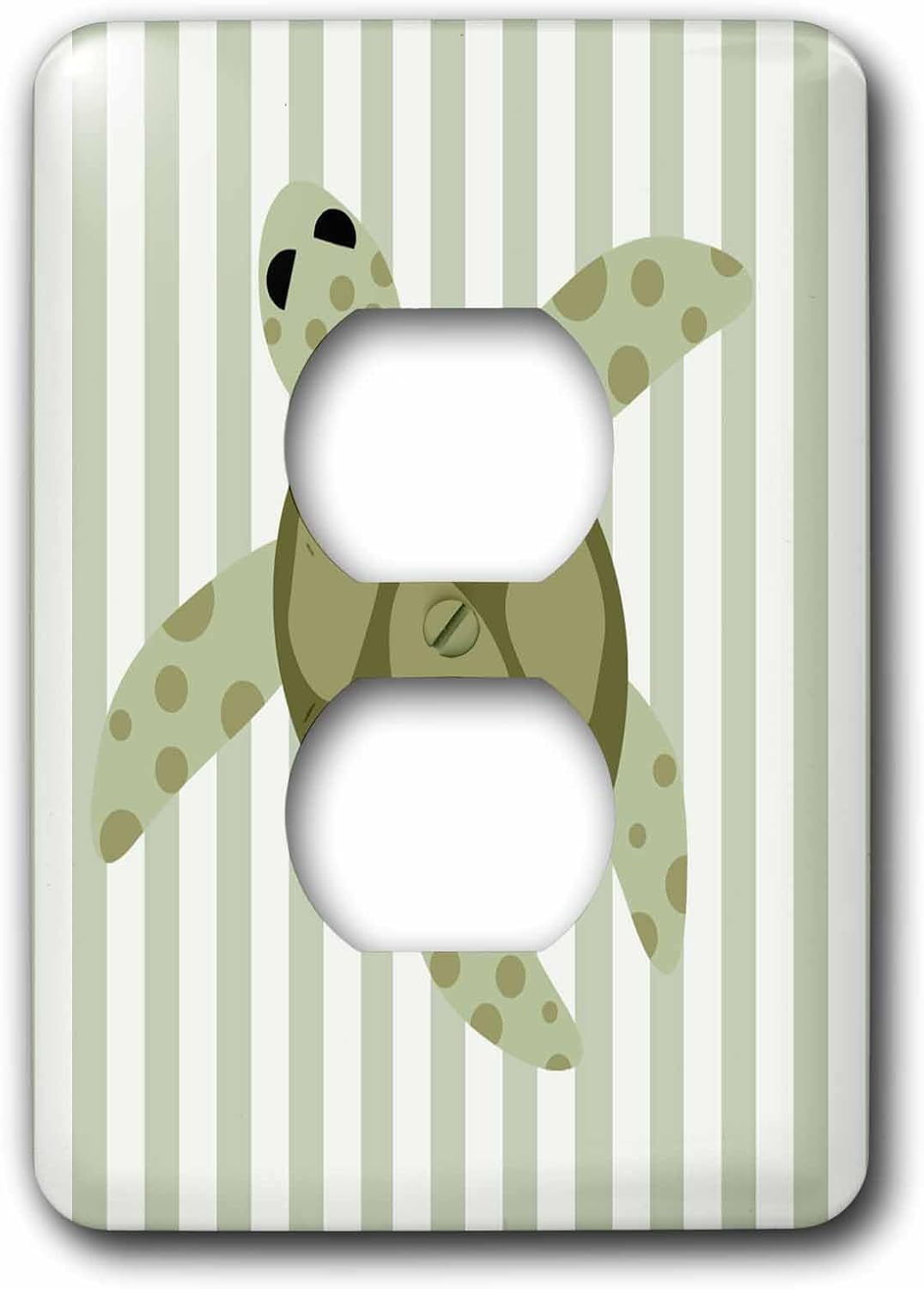 3dRose lsp_31279_1 Cute Sea Turtle Design Green Stripe Single Toggle Switch