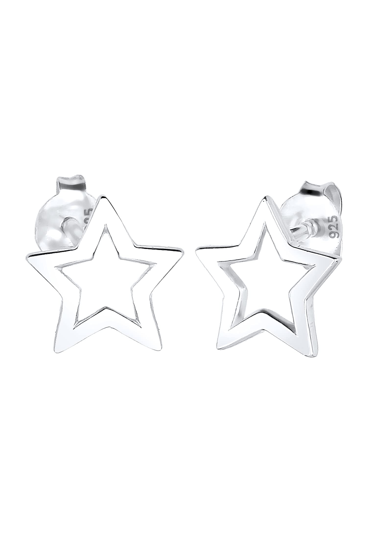Elli Women's 925 Sterling Silver Xilion Cut Star Stud Earrings