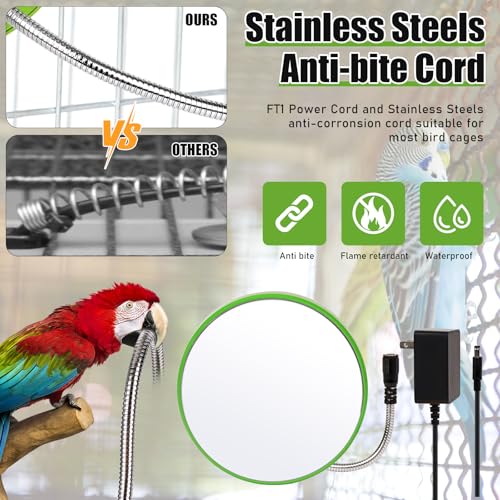 Image of Bird Heater for Cage,Thermostatical Bird Warmer with Mirror to Snuggle up 12V Bird Cage Heating Plate for Cockatiel,Parakeets,Parrots,African Grays