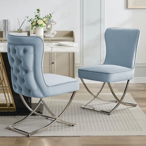 WUTUTUEE Luxury Velvet Dining Chairs, Tufted Upholstered Armless Accent Chairs