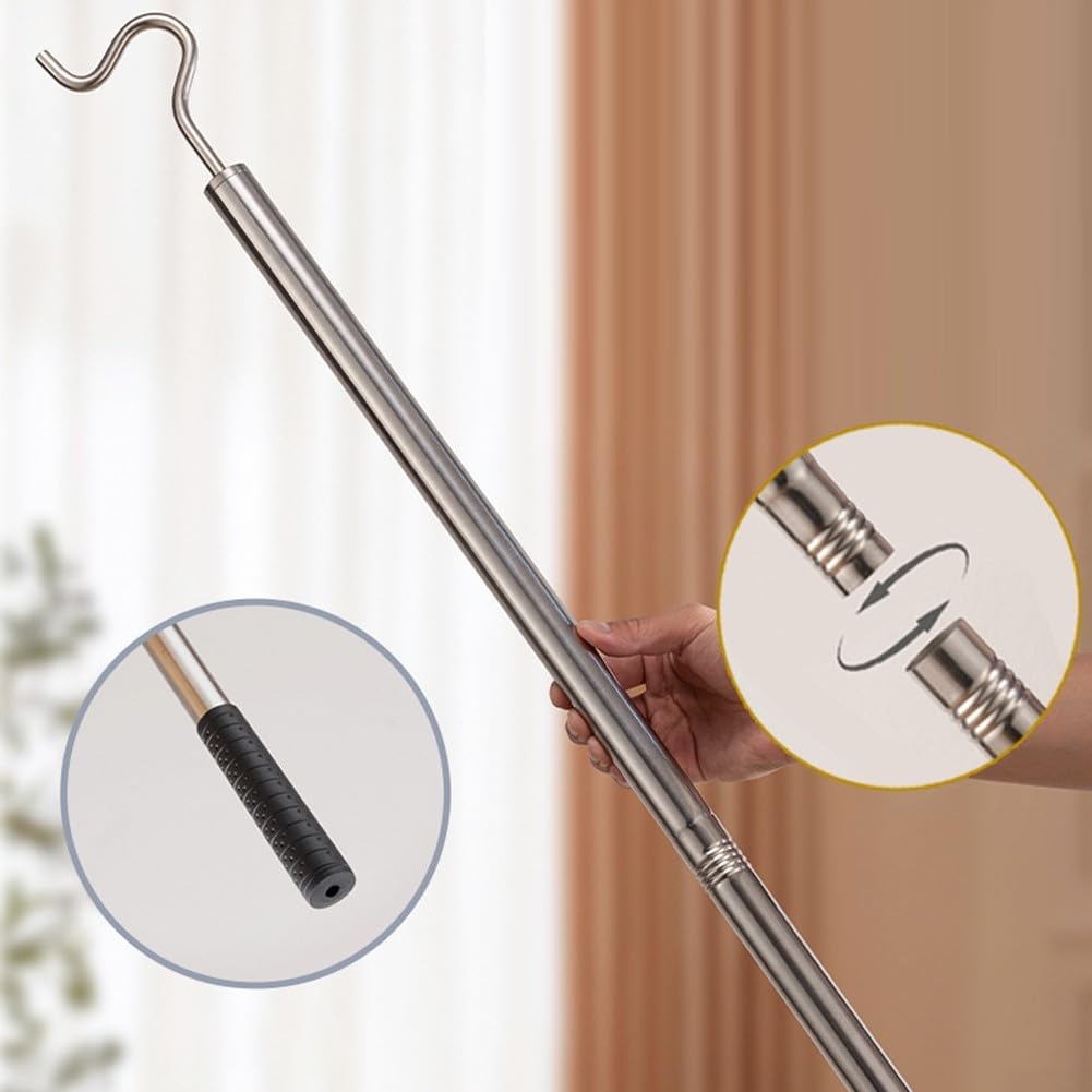 Asta appendiabiti in acciaio inox con gancio per organizzare e asciugare i vestiti in armadi e lavanderie (1 pz)