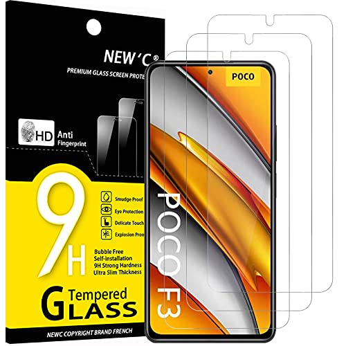 NEW'C 3 Piezas, Protector Pantalla para Xiaomi Poco F3, Xiaomi Mi 11i, Cristal templado...