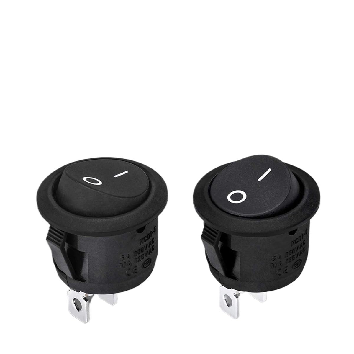 A77Q-10pc ON/Off Round Rocker Switch MINI Toggle Switch 2 Pin SPST Push Button Switch with Wires for Auto Car RV Boat