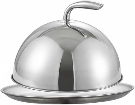 Steak Serving Dome Stainless Steel Food Dome Easy to Clean Stainless Steel Cloche for Chefs, Caterers, Hotel Room Service, Catering, Banquets, Silver, 28cm-33cm SET