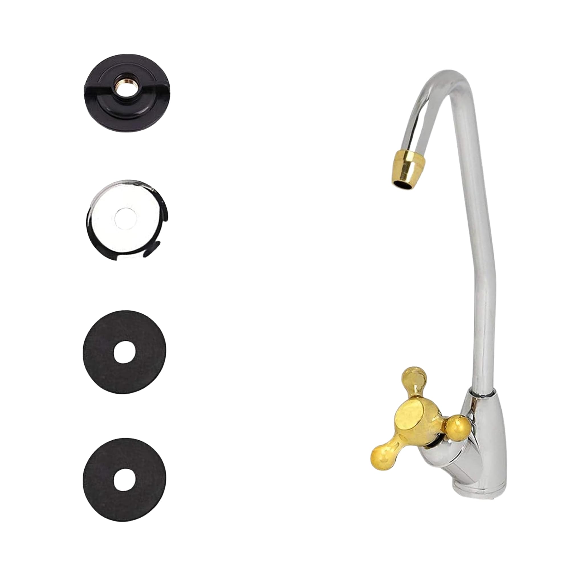 ampereus ro tap for undersink water purifiers - premium stainless steel kitchen sink faucet for filtration systems, chrome finish (kent type golden)