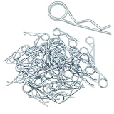 WHYHKJ 50PCS Double Coil R Type Spring Safety Pins Cable Lock Pins 2x50mm Zinc Plated Trailer Hitch Hooks for...