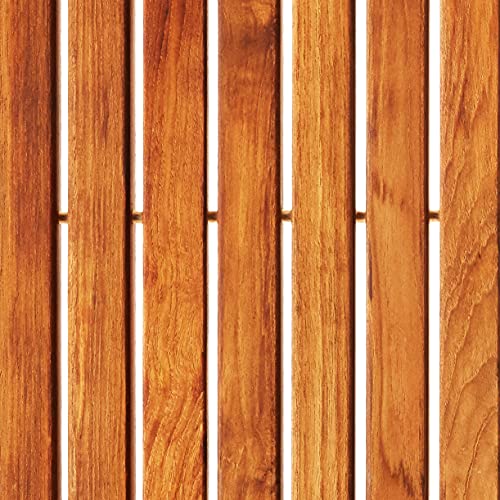 Bare Decor Fuji String Spa Shower Mat In Solid Teak Wood Oiled Finish, 30" Square Mat, Brown #TOP3