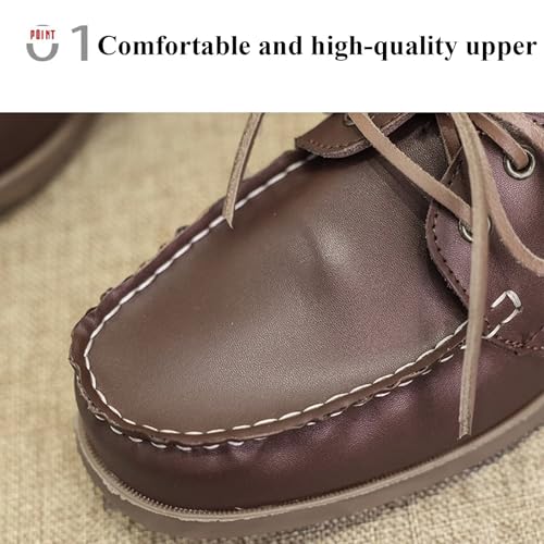 Mnplciea Men's Fashionable Walking Shoes, Boat Shoes, Non-Slip Loafers, Leather Shoes, Versatile Suitable for Walking, Sports, Work Outdoor Activities Camping.2