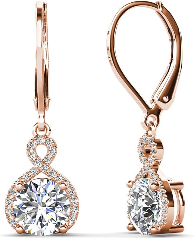 Cate & Chloe Alessandra 18K Gold-Plated Dangle Earrings, Jewelry for Women with Simulated Diamond Crystals, Hypoallergenic Drop Earrings, Holiday Gift for Her on Christmas,Birthday, Anniversary