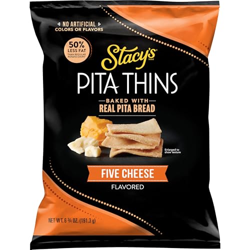 Stacy’s Pita Thins, Five Cheese, No Artificial Colors or Flavors, 6.75oz Bag