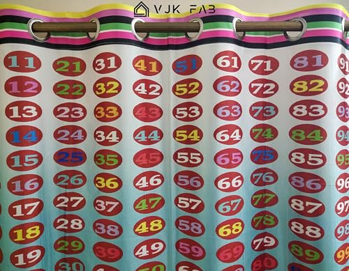 Image of 3D Printed Math English Albhabets Learning Design Curtains for Kids Room, School, Kids Care Home, Window, Door 4x7 feet Long Set of 3 Pc