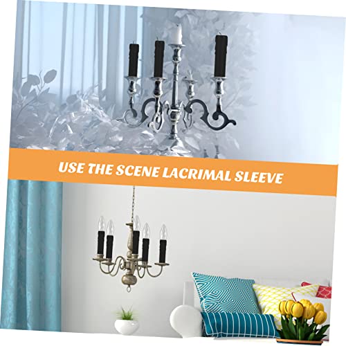 Doitool 20 Pcs Tears Candle Sleeves Black Candle Holder Ceiling Light Ceiling Light Bulbs Black Pendant Lights Chandelier Antique Candle Sleeves Chandelier Socket Sleeves Black Suite #TOP4