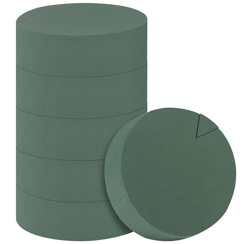 6 Packs Round Floral Foam Blocks 6.5 inch Large Dry Floral Foam for Artificial Flowers,Flower Foam Blocks for Wedding Aisle Flowers Party Decoration Floral Arranging (6.5 inch)