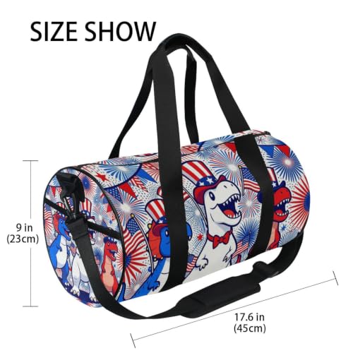 Bolsa de gimnasio ligera y espaciosa con motivos patrióticos de T-Rex para entrenar 4