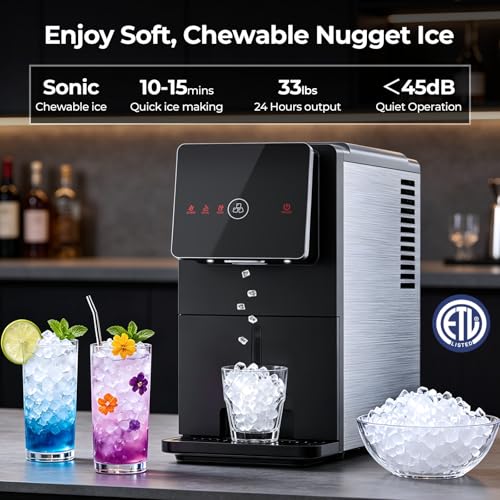 Image of Antarctic Star Nugget Ice Maker Countertop, 33 Lbs /24H, Automatic Ice Dispenser, Self-Cleaning Portable Ice Machine, 1.8L Water Tank, Touch Screen & Auto Ice Drop, for Home /Office /Kitchen