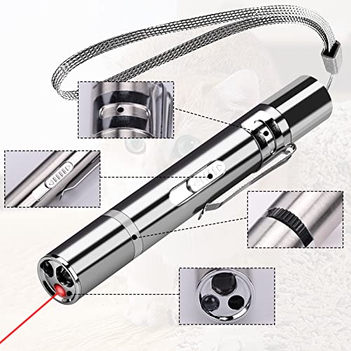GiReich LED Pointer für Katzen und Hunde - Interaktives Katzenspielzeug Stift, USB Wiederaufladbar 3 in 1 Light Trainingsgerät für Haustiere