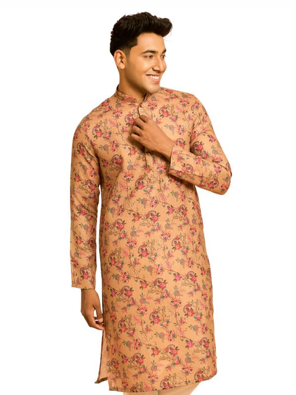 diwas by manyavar Men's Cotton Blend Floral Printed Casual Kurta (1pc)-picture-34