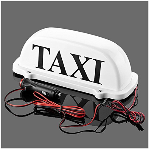 Taxi Display Signal Indicator Lights Waterproof LED Light Lamp Taxi Cab Roof Top Illuminated Sign Topper Shell Magnetic Sticky Roof 12V (White)