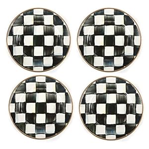 MACKENZIE-CHILDS Enamel Appetizer Plates, Small Dessert Plates and Tapas Plates, Courtly Check