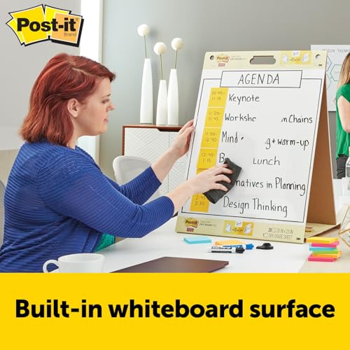 Post-it Super Sticky Portable Tabletop Easel Pad w/Dry Erase Panel, Great for Virtual Teachers and Students, 20x23 Inches, 20 Sheets/Pad, 2 Pads, Built-in Stand (563DE VAD 2PK), White - Thumbnail 4