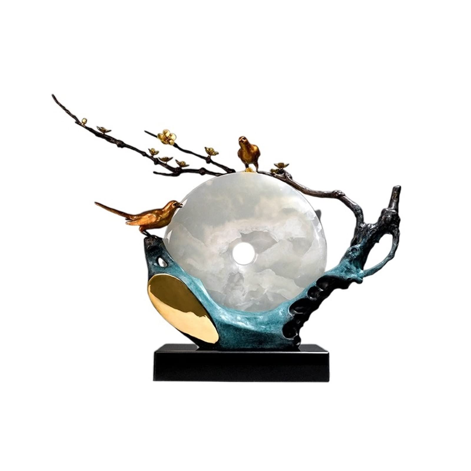 hongchenke34 Copper statue Joyful Copper Magpie Flowering Moon Art Ornament Living Room Entrance Office Desktop Decoration