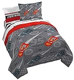 Disney Pixar Cars Lightening Speed 7 Piece Queen Bed Set - Includes Comforter & Sheet Set - Bedding Features Lightning McQueen - Super Soft Fade Resistant Microfiber (Official Disney Pixar Product)