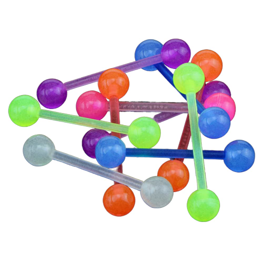 Desconocido20 unids/lote Colorido Flexible Silicona Lengua Pezón Stud Bar Anillo Barbell Piercing Body Joyería