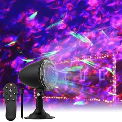 SOMKTN Halloween Laser Projector Lights - Outdoor Waterproof Holiday Light Projector with 10 Color, Aurora & Ocean Wave Pattern - Landscape Night Light for House,Garden,Yard Christmas Decoration