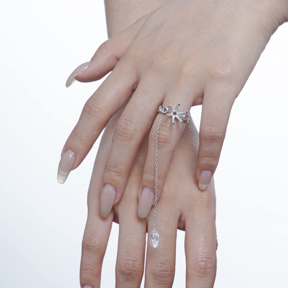 Anello In Argento Sterling 925,Anelli Regolabili Per Donna Ciondolo Zircone Argento Sterling 925 La Catena Semplici Anelli Di Eternità Fedi Nuziali Placcate Oro Anelli Promessa Per Ragazze Signore