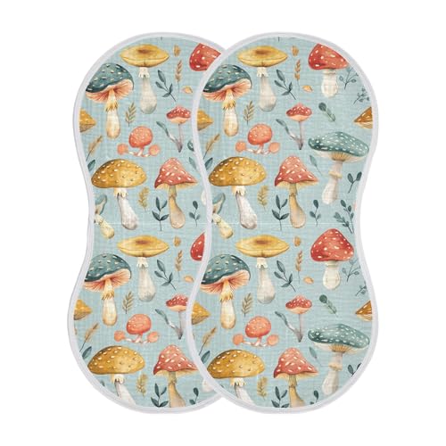 xigua Mushrooms Baby Burp Cloths for Newborn Boys and Girls 2 Pack, Soft & Absorbent Cotton Baby Burp Cloth, Baby Washcloths, Newborn Towel, Burp Rags2