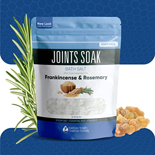 Joints Soak Bath Salt 32 Ounces Epsom Salt With Natural Rosemary, Frankincense And Peppermint Essential Oils Plus Vitamin C In Bpa Free Pouch With Easy Press-Lock Seal #TOP1