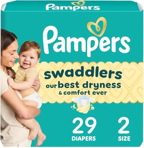 Image of Pampers Swaddlers Diapers, Size 2 (10-22 lbs), 29 Count, Absorbent, Keeps Baby Dry and Comfortable, Skin Safe Disposable Baby Diaper (Packaging May Vary)