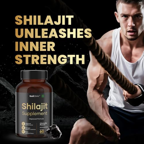 Image of Shilajit /Shilajeet Capsules for Stamina, Muscle Growth & Energy | Swarna Bhasma, Gokshura, Ashwagandha |Shilajit for Men | 100% Ayurvedic | Pack of 1-60 Capsules