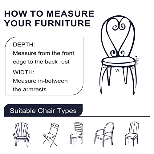 Basic Beyond Outdoor Chair Cushions For Patio Furniture - Square Corner Outdoor Chair Cushions Set Of 4, Waterproof Seat Cushions With Ties, 18.5"X16"X3", Navy #TOP5