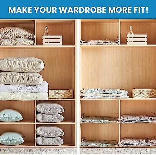 Image of Vacuum Bags|Clothes Storage Bag with Hand Pump|Set of 5|1 Jumbo,2 Large,2 Medium |Reusable Space Saver|Airtight Ziplock Compression for Travel-Clothing-Comforters-Blankets & Bedding