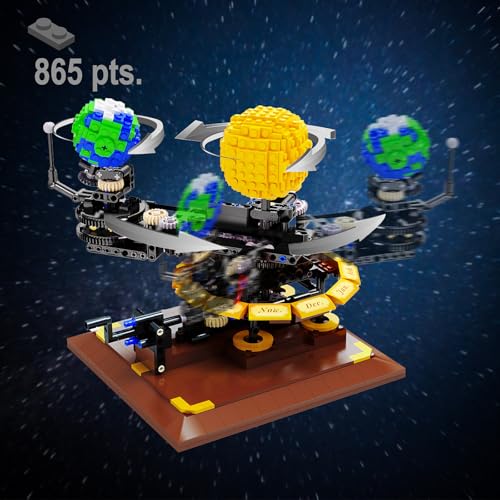 JAMARA 402864 CADA Solar System Bricks, f&uuml;r Kinder Technik Spielzeug ab 8 Jahre, Geschenkidee f&uuml;r Kids, Klemmbausteine Set, Mechanisch drehbare Rotation von Sonne, Erde und Mond