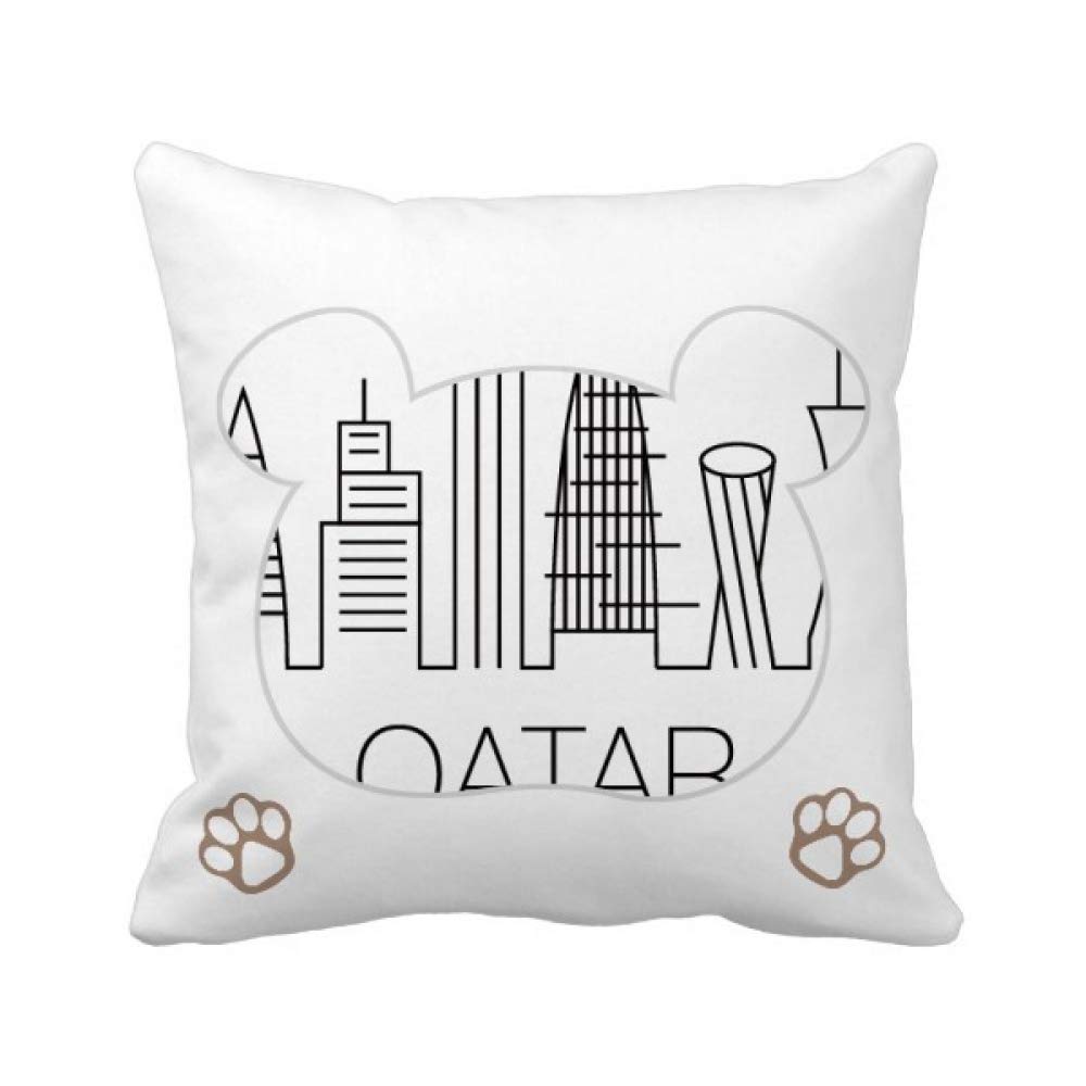 Housse de coussin ours Qatar Dessin City pour décoration de canapé salon