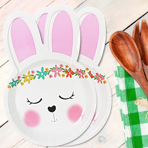 Dulousia Easter Bunny Plates - 18Pcs 9Inch Rabbit Party Paper Plates thumb #3