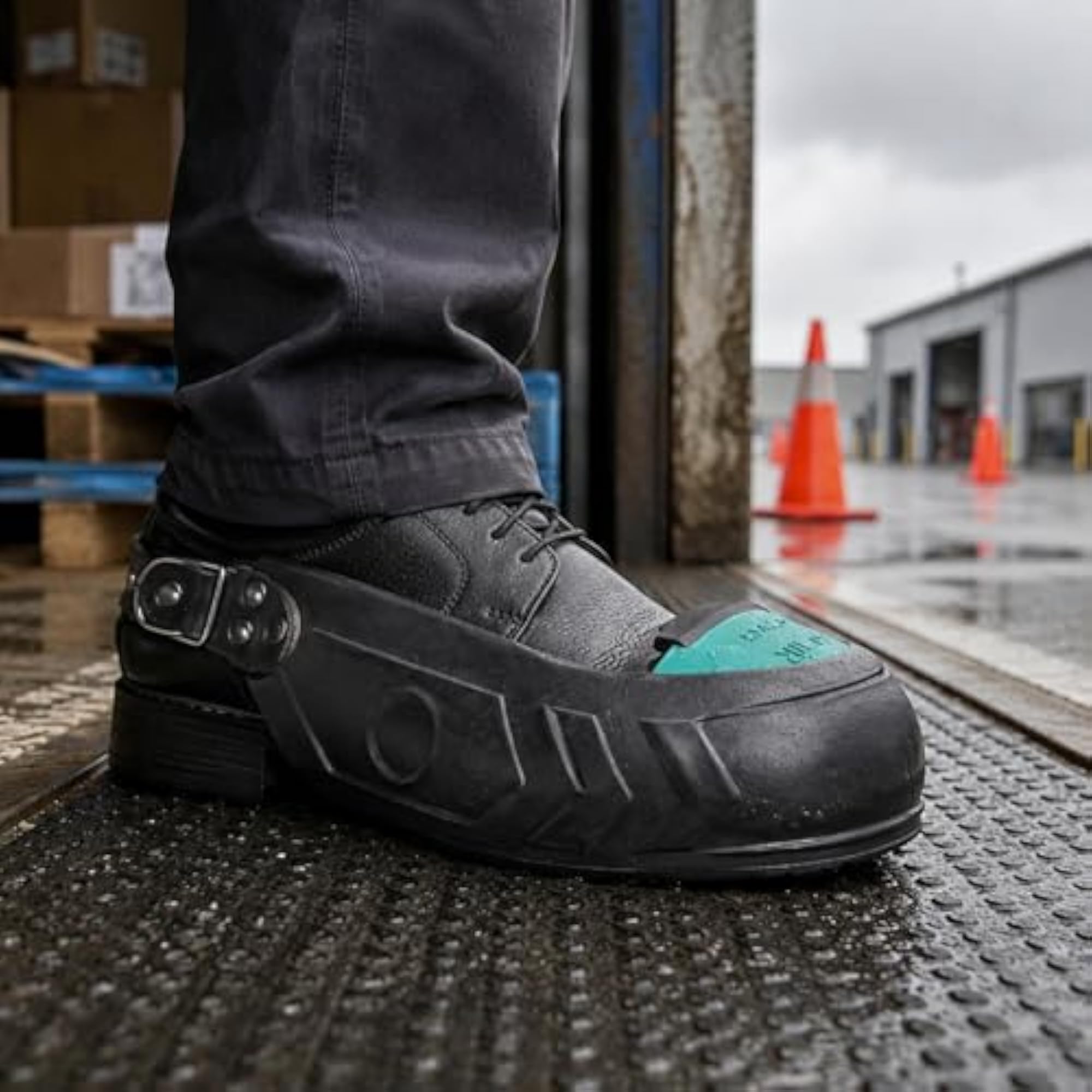 Raised Toe Cap Strap-Fastened Shoe Cover