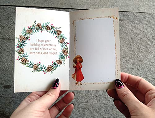 Image of PIXILUV CUTE CHRISTMAS (Pack of 12) Notecards Small Greeting Cards # Cute Cartoon Kids and Their Shadows ~ Vintage Christmas Postcards Reprint