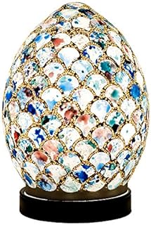 Britalia LED Blue Mosaic Tile Vintage Egg Table Lamp 20cm | 470 Lumen Warm White LED Lamp Included | Desk Light