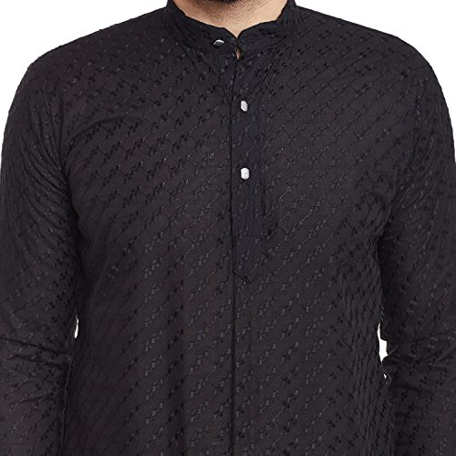 Image of SOJANYA (Since 1958 Men's Black Chicken Cotton Short Kurta