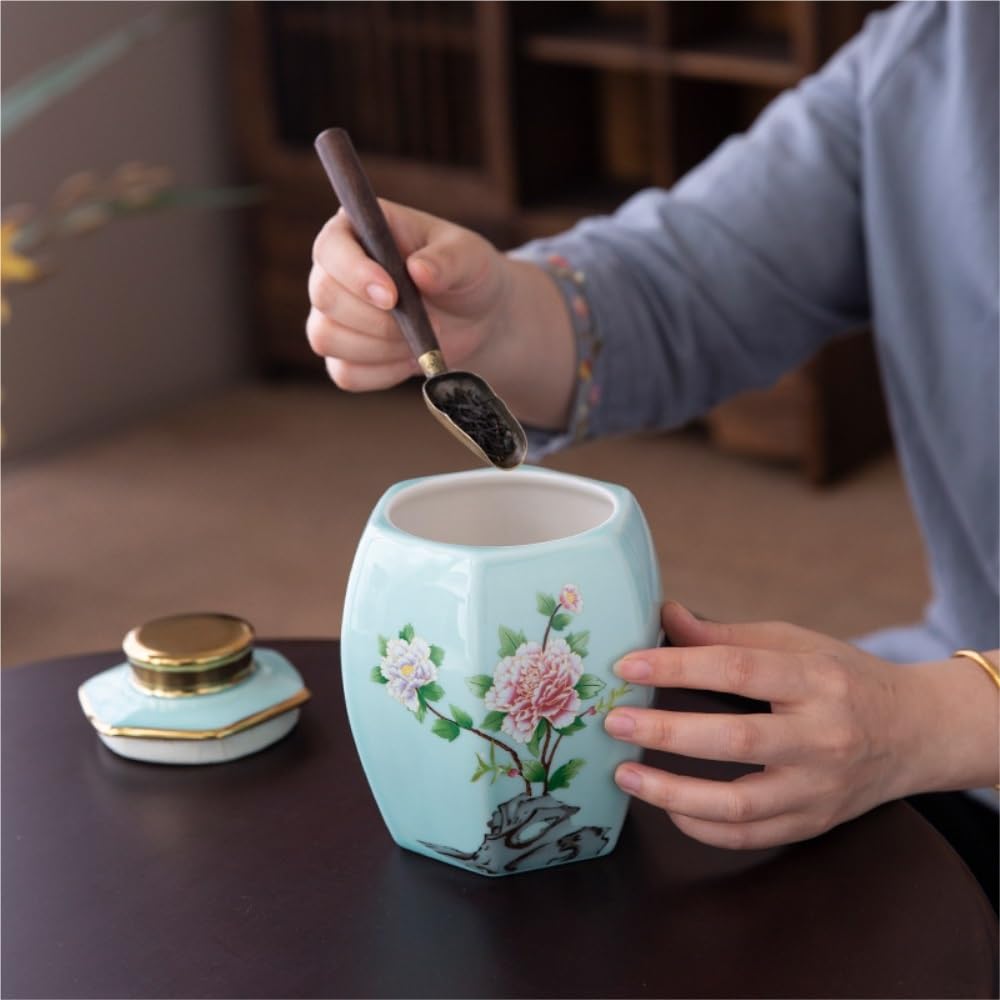 Teeservice Kreativer einfacher loser Tee Vorratsglas, Keramik versiegelte Topf, Retro Chinesisches Tee-Set, Doppeltopf, Geschenkbox-Set Teekanne(B)