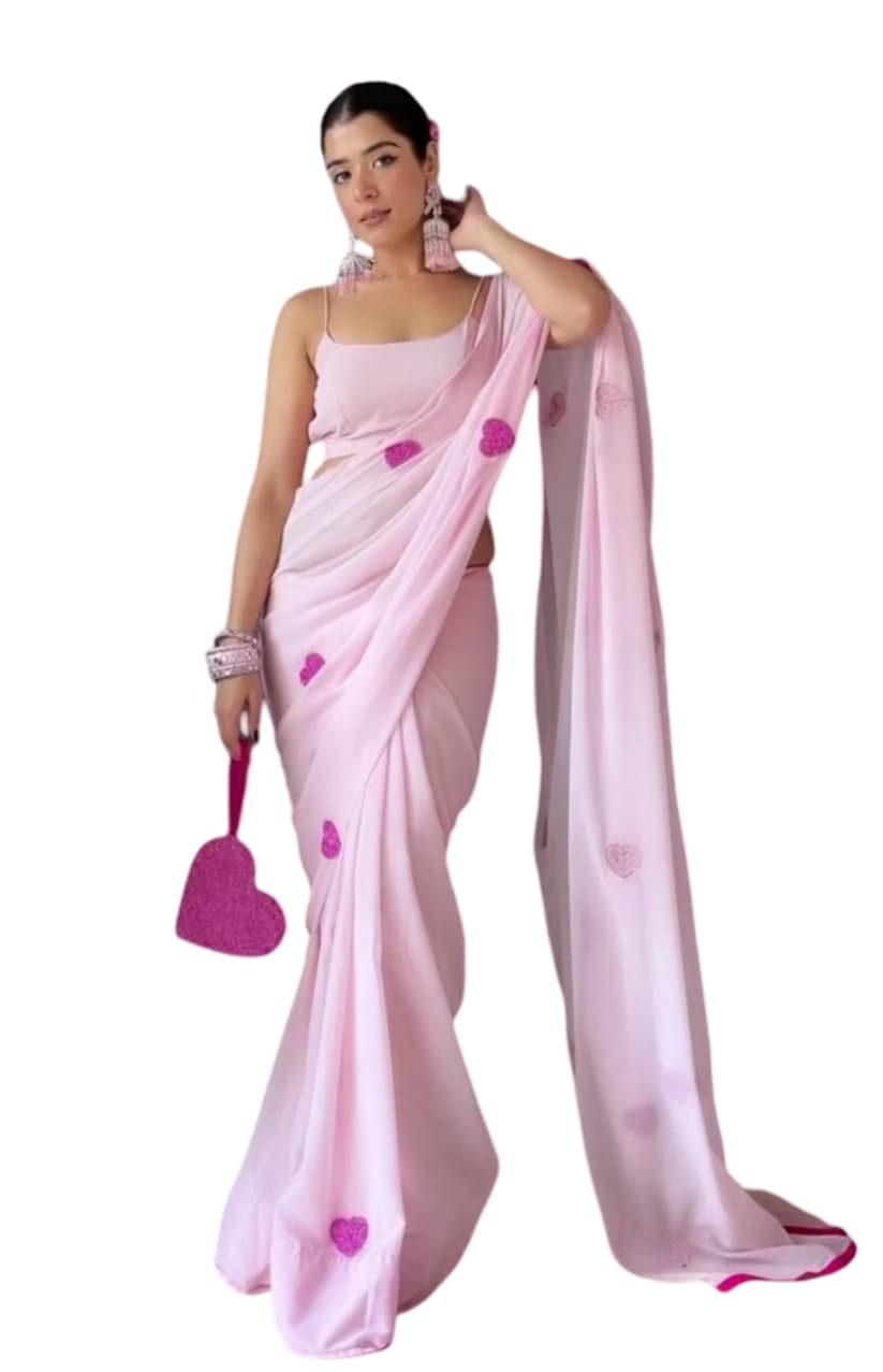 BE4ME.COMReady to wear saree one min ready saree Pre draped pre-stitched sari with Unstitched Blouse