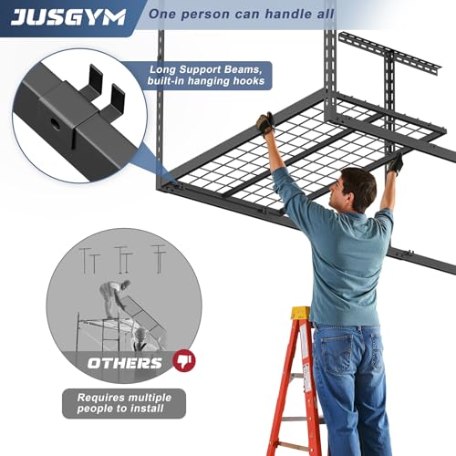 3X8FT-Overhead-Garage-Storage-Rack-750LBS-Capacity-26-40-Height-Adjust-No-Sagging-More-Load-bearing-Rust-Resistant-Ceiling-Mount-Heavy-Steel-Garage-Ceiling-Storage-Racks-Black