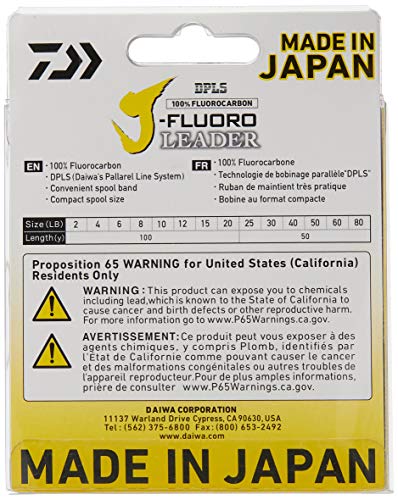 Daiwa J-Fluoro Fluorocarbon Leader - 60 Pound - 50 Yards, Multi, One Size #TOP2