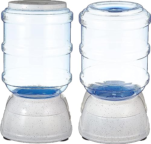 Amazon Basics 2 Stück, Hundefutter- und Wasserspender, Futter- und Wasserspender für Haustiere, Größe S, Klar, Grau